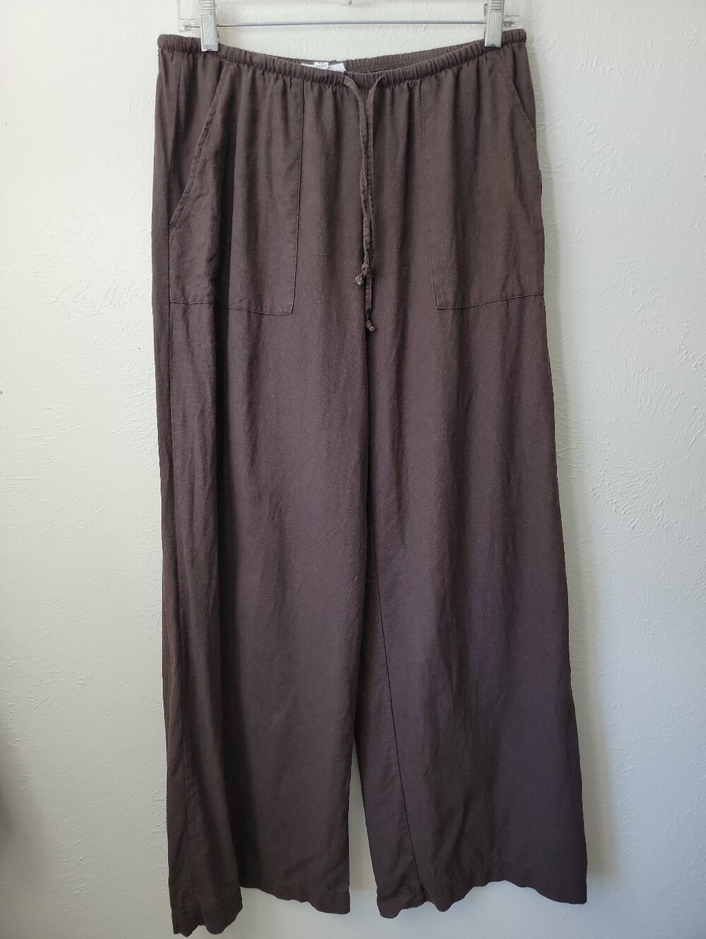 Garage Dark Brown Wide Leg Linen Pant Beach Boho Fall Small